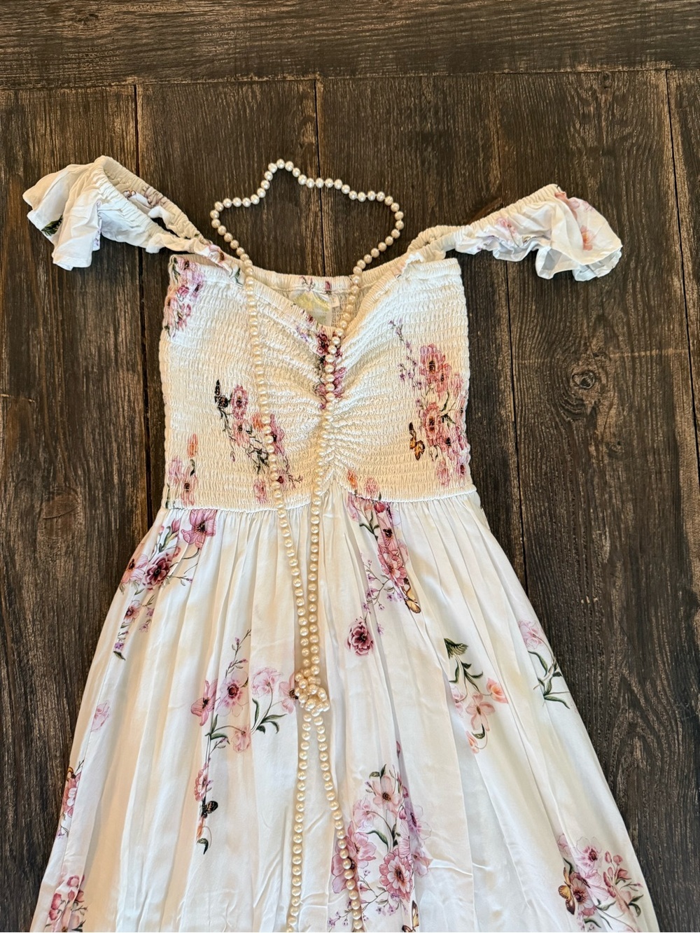 Plum Pretty Sugar Cream Maxi Dress with Pink Floral Print - Picture 10 of 10